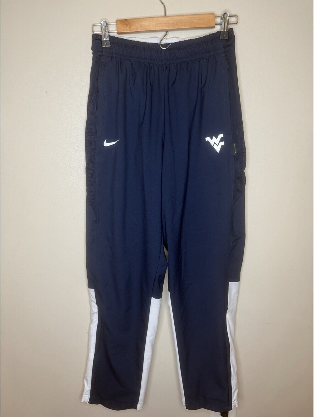 Nike Team Dri-Fit Woven Training Pants Blue/White West Virginia Mountaineers Med